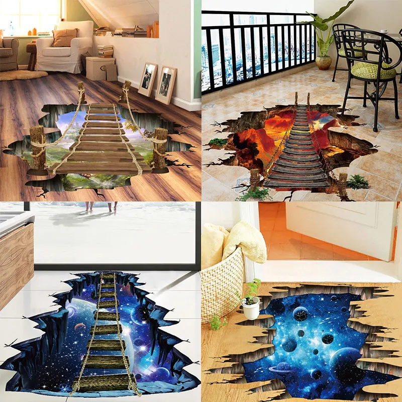 

Creative PVC 3D Space Galaxy Star Bridge Wall Sticker Living Room Bedroom Stickers Wall Poster For Home Decor Window Decoration