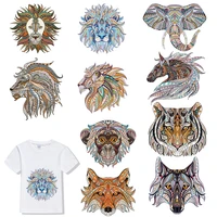 thermal stickers on clothes lion animals patches diy iron on patches for clothing heat transfer tiger elephant t shirt stickers