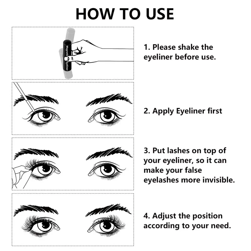 Набор Магнитных накладных ресниц 2/3/5 пар 5 магнитных водонепроницаемая подводка