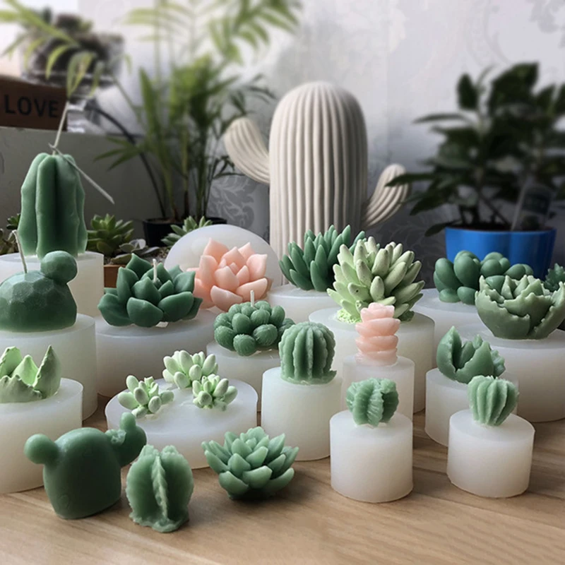 

3D Cactus Tree Succulents Silicone Mold For Jelly Chocolate Ice Making Cake Baking Gypsum Wax Concrete Mould DIY Resin Art Tools