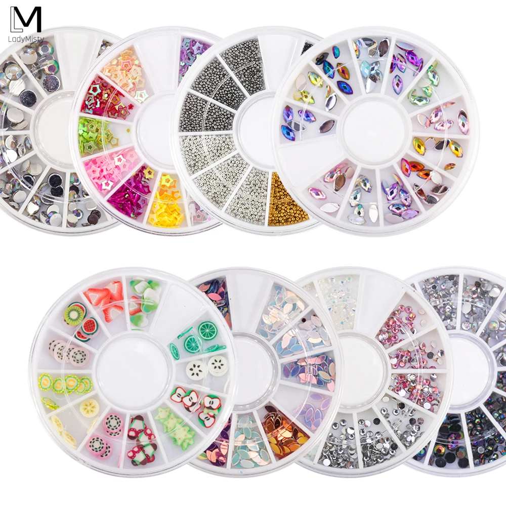 Смешанные алмазные накладные кончики для ногтей полное покрытие акриловые