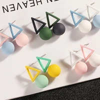 korean version asymmetrical geometric pearl triangle earrings women fashion personality earrings jewelry