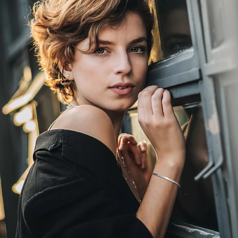 Женские браслеты с гравировкой на заказ из нержавеющей стали цепочкой и