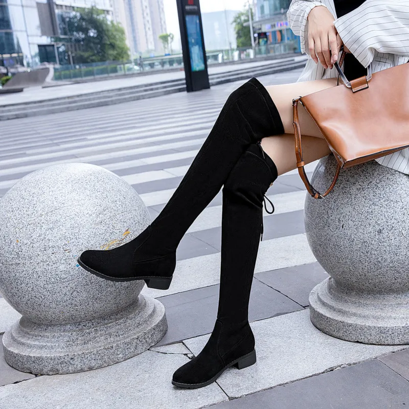 34-42 Women High Boots Big Size Quality Over The Knee Heel Winter Shoes | Обувь