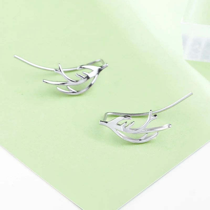 

S925 Sterling Silver Antler Earrings For Woman Simple Temperament All-match Earrings Korean Fashion Jewelry Birthday Present
