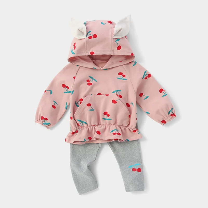 Fashion Baby Clothes Girls Sets Long Sleeve Print Hoodie Sweatshirt+Shorts 2 Pcs Children Clothing | Мать и ребенок