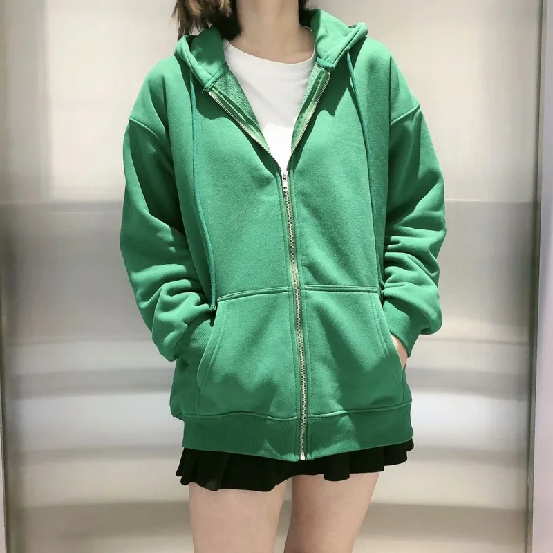 

Women Hoodie Regular Cozy Zip Up Casual Streetwear Ribbed BF Zipper Long Sleeve Hooded Crop Tops Coats Hoodies Oversized Outwear