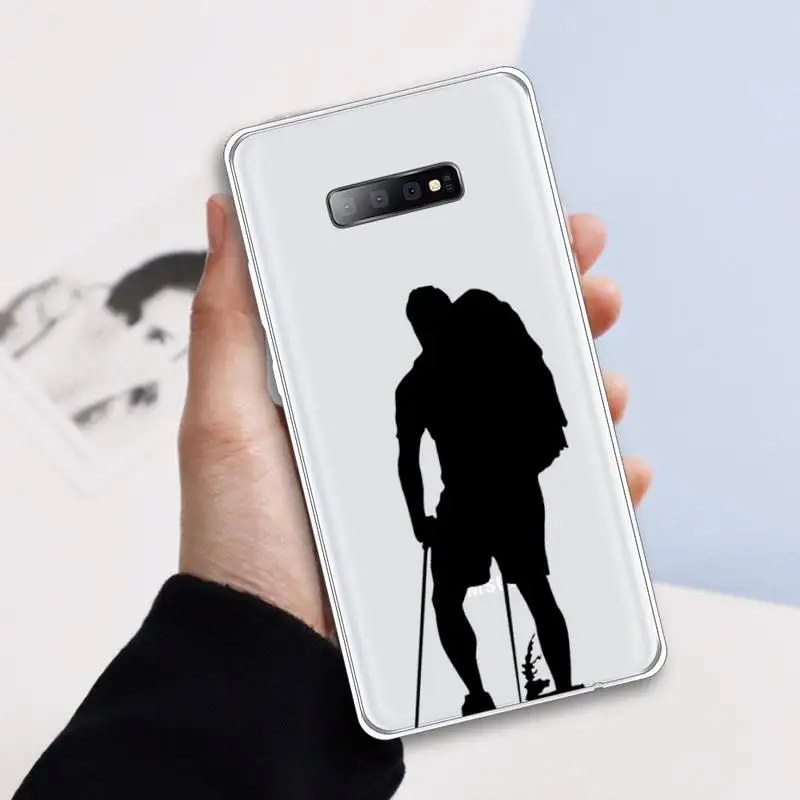 

Backpacker Backpacker climbing Phone Case Transparent For Samsung Galaxy A71 A21s S8 S9 S10 plus note 20 ultra