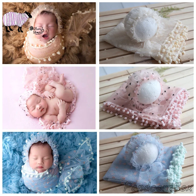 Головной убор для новорожденных мальчиков и девочек + кружевной фотореквизит