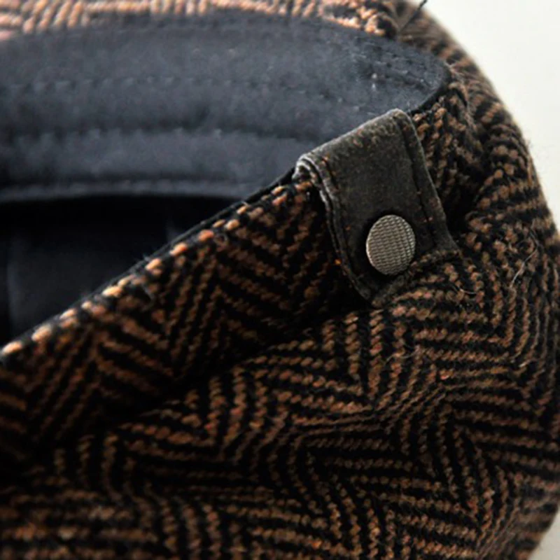 

Men Brood Newsboy Snap Hat Spring Autumn Fashion Men's Classic Herringbone Tweed Blend Cap K2
