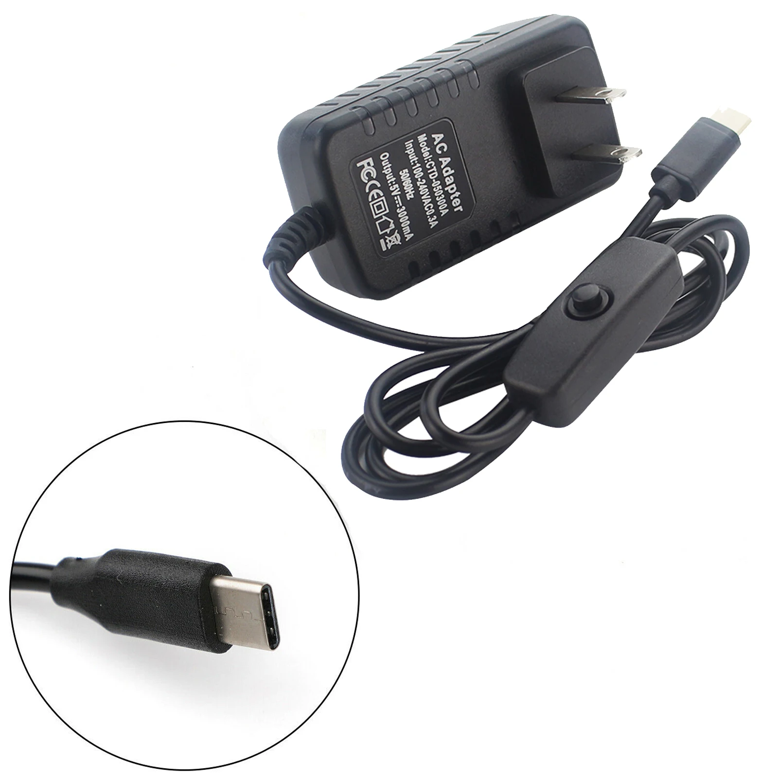 Для Raspberry Pi 4 4b 5v 3a Питание Зарядное устройство AC адаптер USB-C кабель с функцией