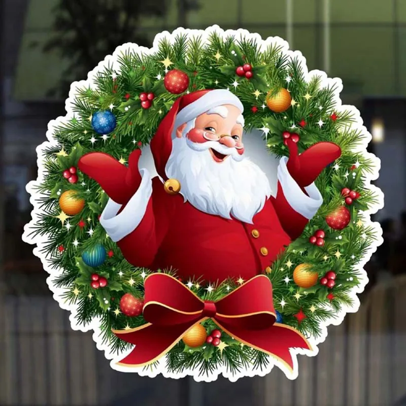 

Merry Christmas Santa Wall Stickers Window Glass Festival Wall Sticker Mural Art New Year Christmas Home Decorations