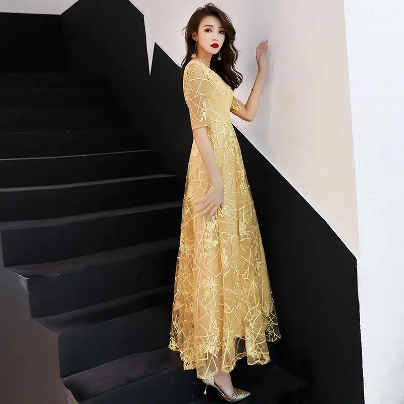 Золотистое свадебное платье новинка 2019 атласное длинное вечернее на шнуровке