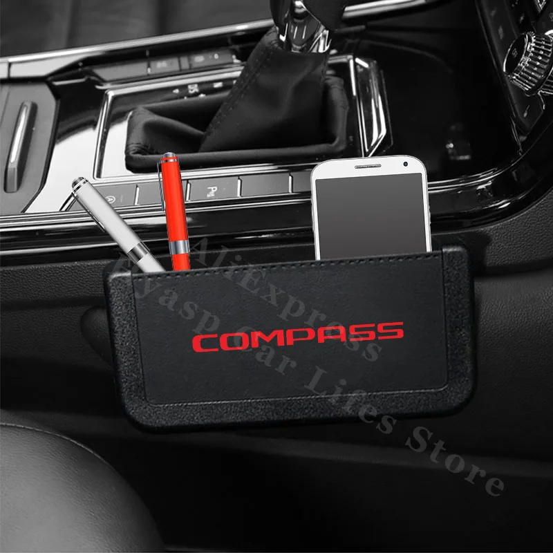 Car Organizer Box For JEEP Compass Auto Leather Mobile Phone Coins Storage Pocket Fashion Accessories Interior | Автомобили и