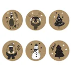 наклейки канцелярия стикеры скрапбукинг стикеры для Рождественская серия, наклейки с этикетками, рождественские круглые наклейки для украшения дома, милые детские этикетки, канцелярские товары, Прямая поставка