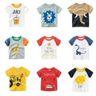 Футболка для маленьких мальчиков, детские футболки с рисунком животных, топы с круглым вырезом, повседневная весенняя одежда, топ, рубашки унисекс для малышей, футболки