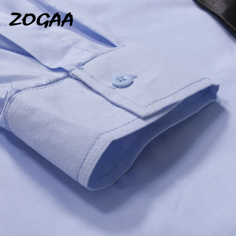 

ZOGAA Men's Top Fashion Men's Shirt Personality Neckline Tie Design 2020 Casual Slim Long Sleeve Shirt Men's Solid Color Top