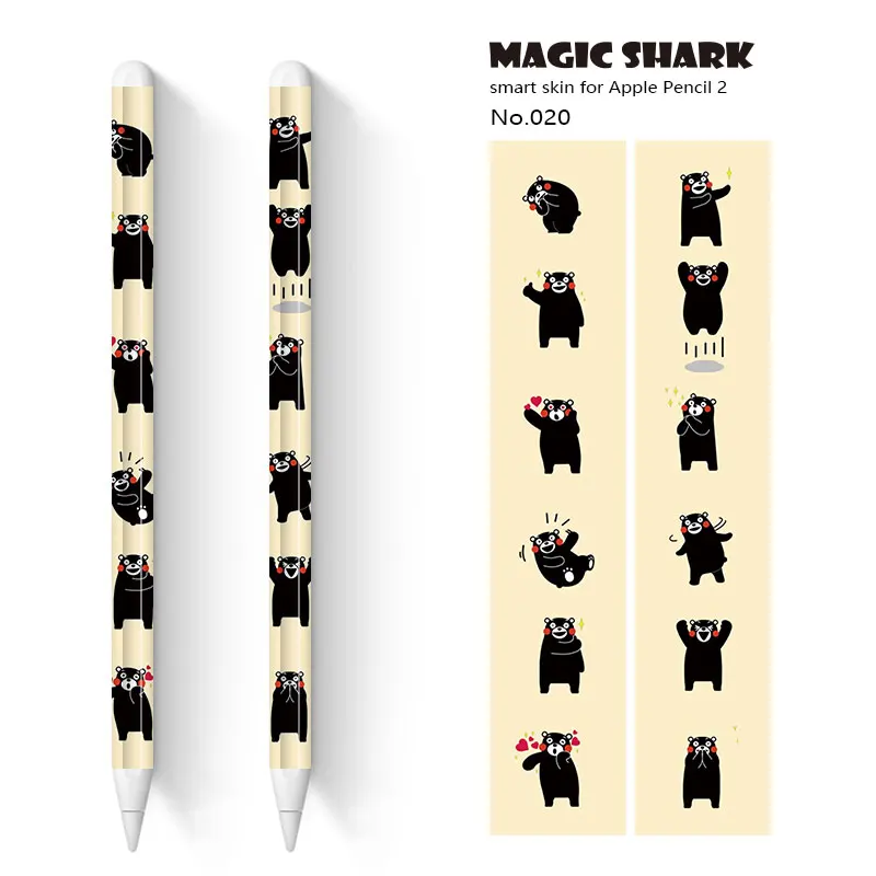

2pcs/lot Cute Crayon Shinchan Panda Bear Touch Stylus Pen Sticker Protective Paper Skin Film for Apple Pencil 2