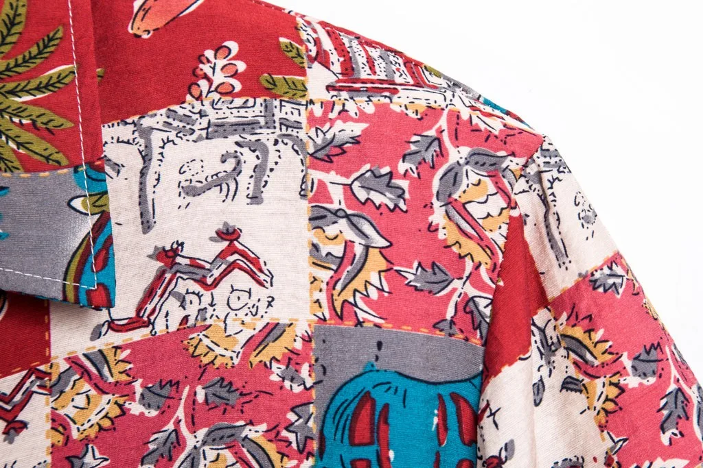 Самая красивая рубашка! Мужская этническая с коротким рукавом Повседневная