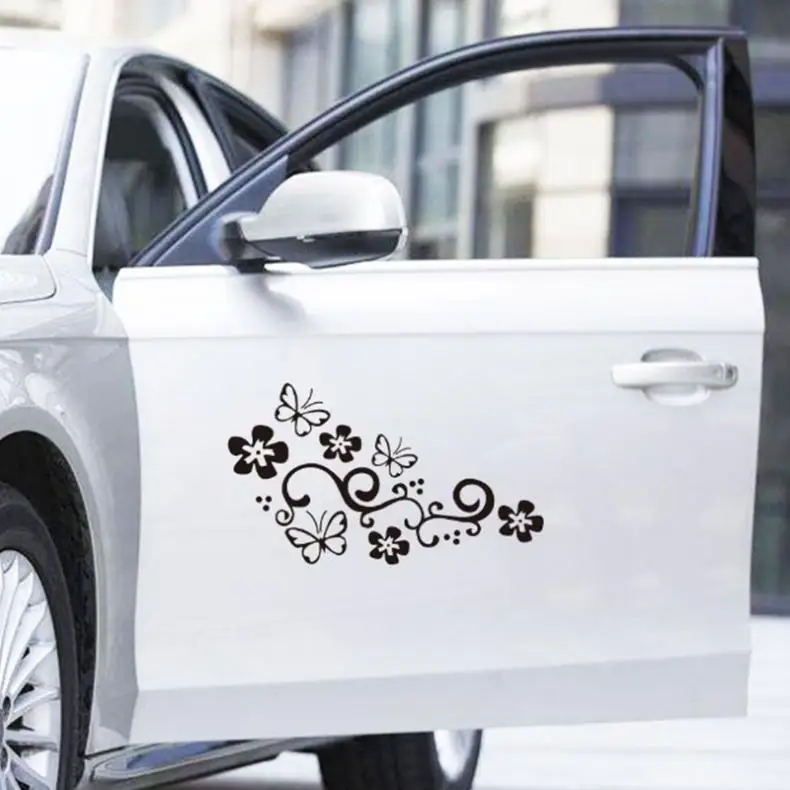 

2pcs! Universal Waterproof Car Sticker Decal Flower Butterfly PVC Vinyl Car Body Window Decoration Sticker Auto Truck Styling