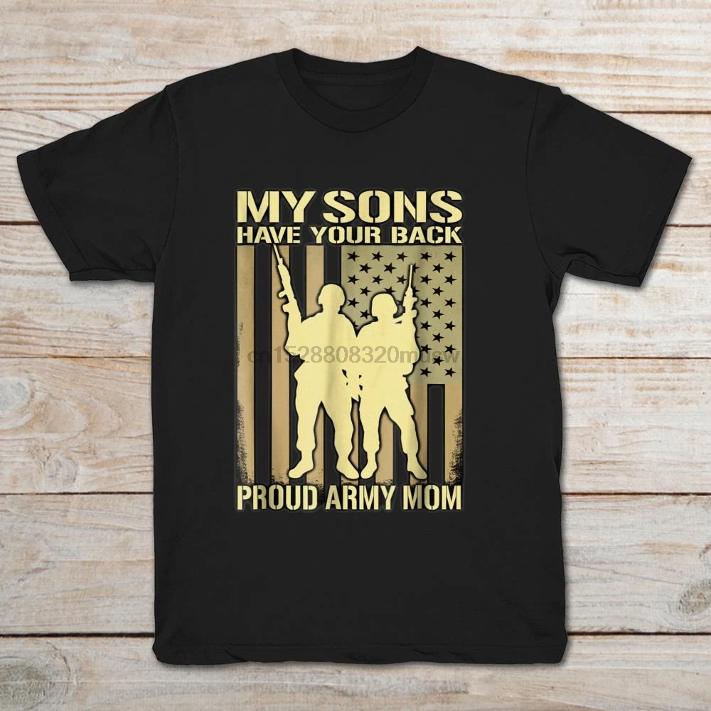 Бренд My Sons Have Your Back Proud Армейская мама футболка ветерана Мужская с коротким