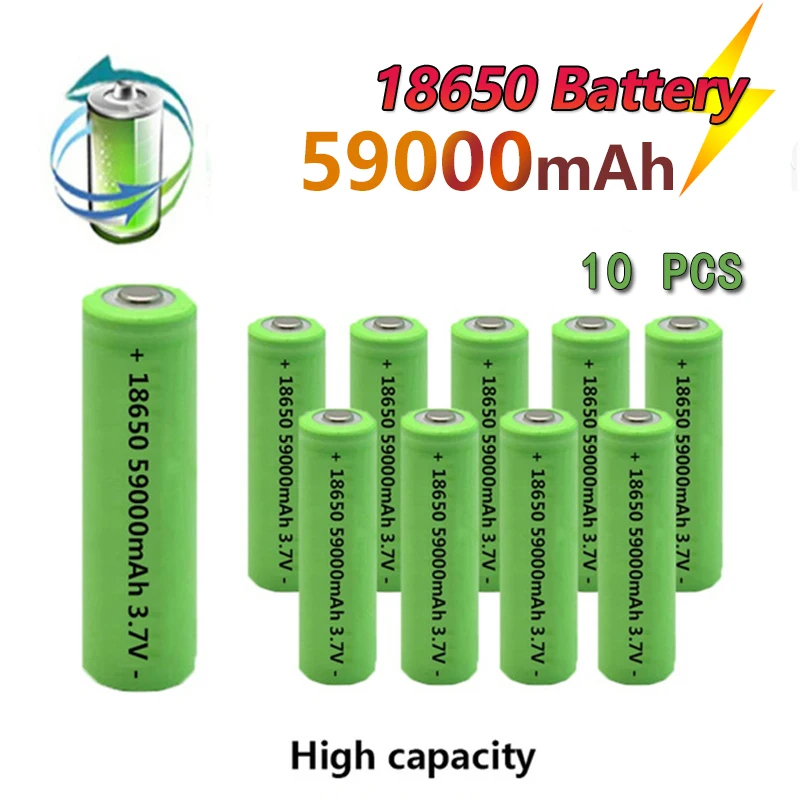 

18650 3.7V 59000mAh Large Capacity Lithium Ion Rechargeable Battery Lithium Battery Is Suitable for Headlamp Flashlight Charging