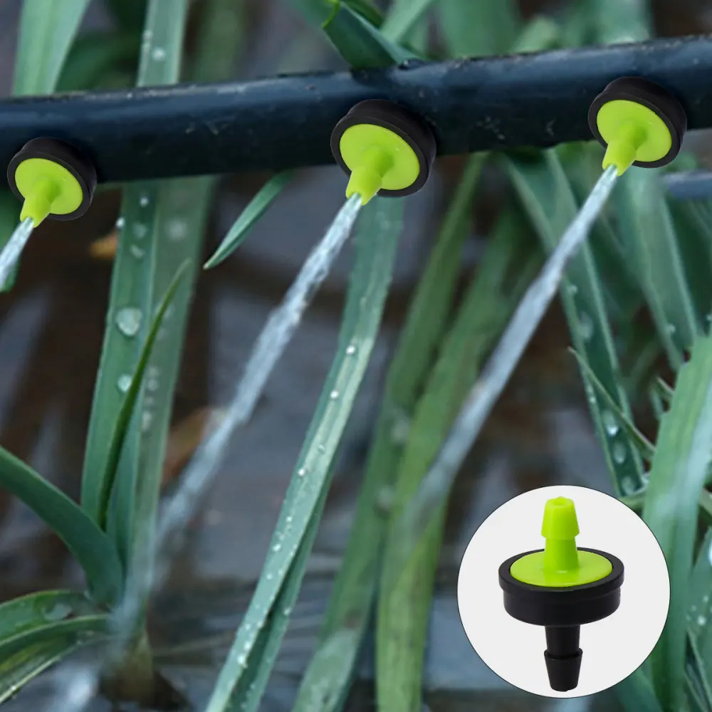 

100PCS 30L Flow Stabilizer Pressure-compensated Fertilizer Drip Irrigation Dripper for Lawn Garden Potting (Black Light Green)