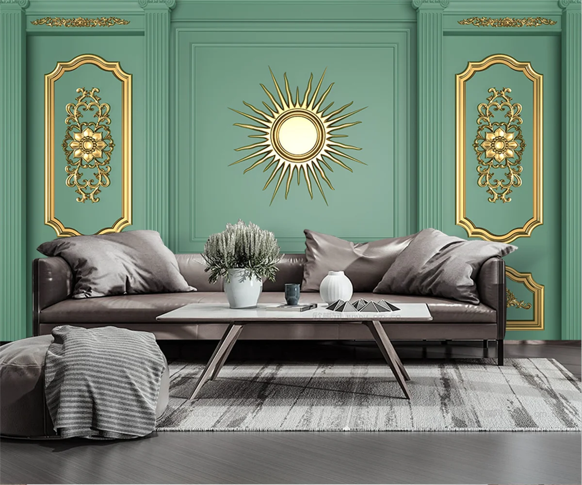 beibehang Customized modern golden three-dimensional papel de pared green living room bedroom background wallpaper | Обустройство