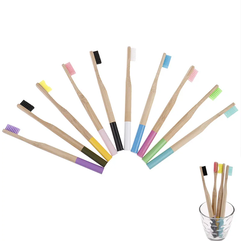 

Environmentally Wood Rainbow Toothbrush Bamboo ToothBrush Fibre Wooden Handle Tooth brush Whitening