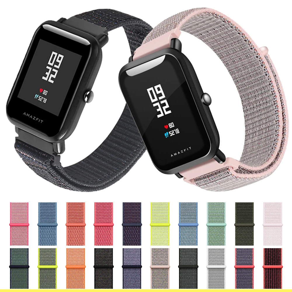 Нейлоновый ремешок 20 мм 22 мм для Amazfit Bip, умный ремешок на запястье, нейлоновый ткацкий ремешок для часов Amazfit Bip Pace, ремешок для часов