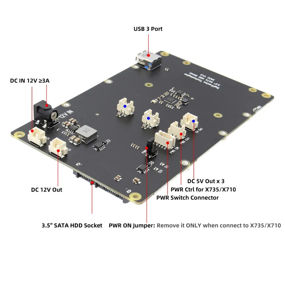 Плата расширения Raspberry Pi 4 Model B X832 поддерживает 3 5 дюймовый SATA HDD совместимый с