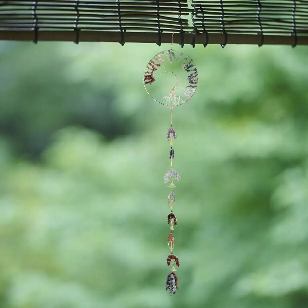 

Window Hanging Crystal Pendant Tree Of Life Garden Decoration Hand-made Colorful Gravel Natural Crystal Braided Copper Wire