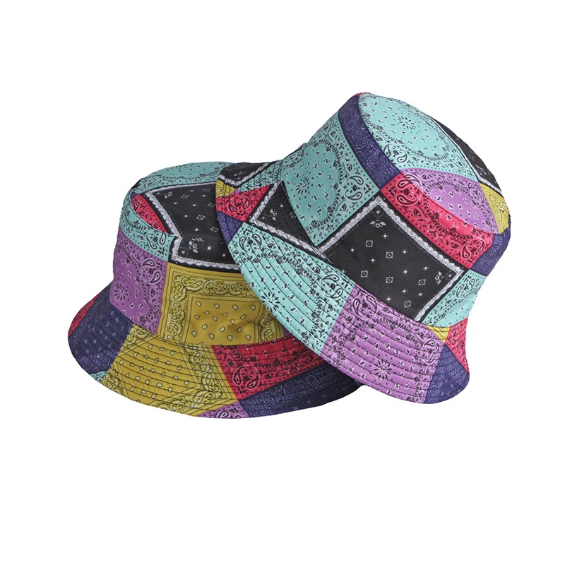 

Men's Summer Sunscreen Sun Hat Personality Stitching Fisherman's Hat Magic Show Women's Printed Basin Hat Two Sided Wearable