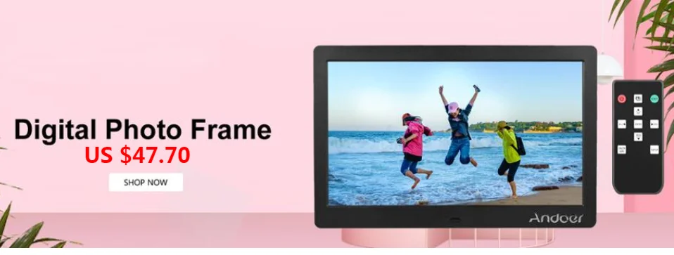 Andoer 10 дюймов 1024*600 ips цифровые часы будильник календарь и фоторамка с 2,4G Ультра-чувствительный пульт дистанционного управления