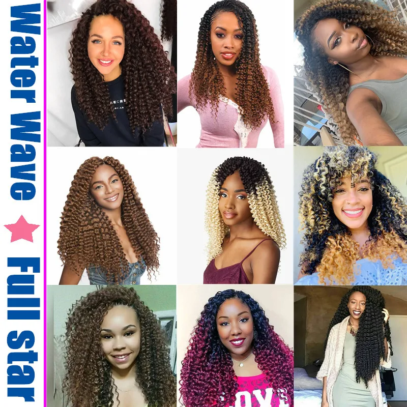 Полностью Звездные вьющиеся волосы для наращивания крючком Омбре термостойкие