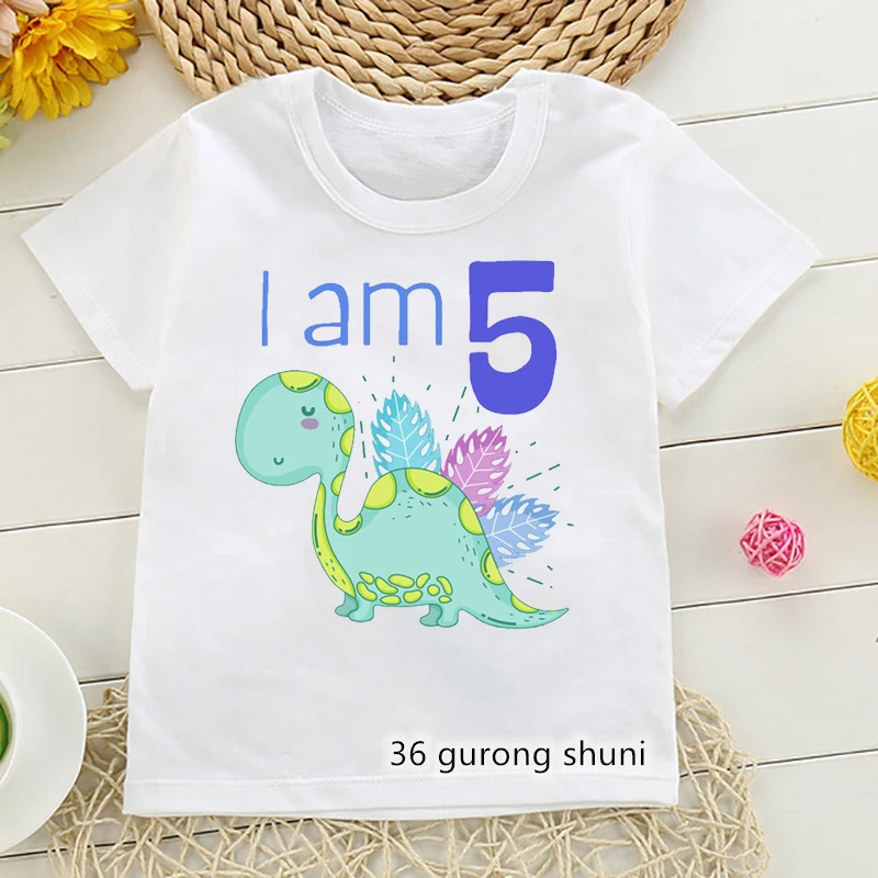 

New t-shirt for boys cute dinosaur animal birthday graphics 1 to 6 years old birthday gift costume for children t shirt tops