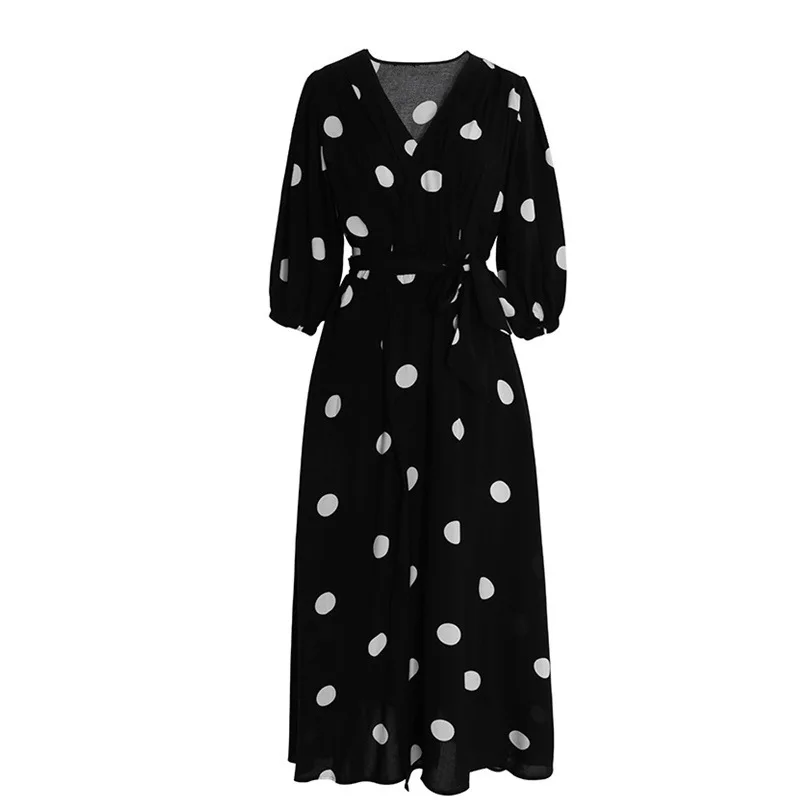 

2021 Spring Dress French Vintage Dot V-Neck Dress