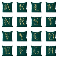 light luxury dark green gold letter series decorative pillowcase cushions for sofa polyester pillowcover decorative a z
