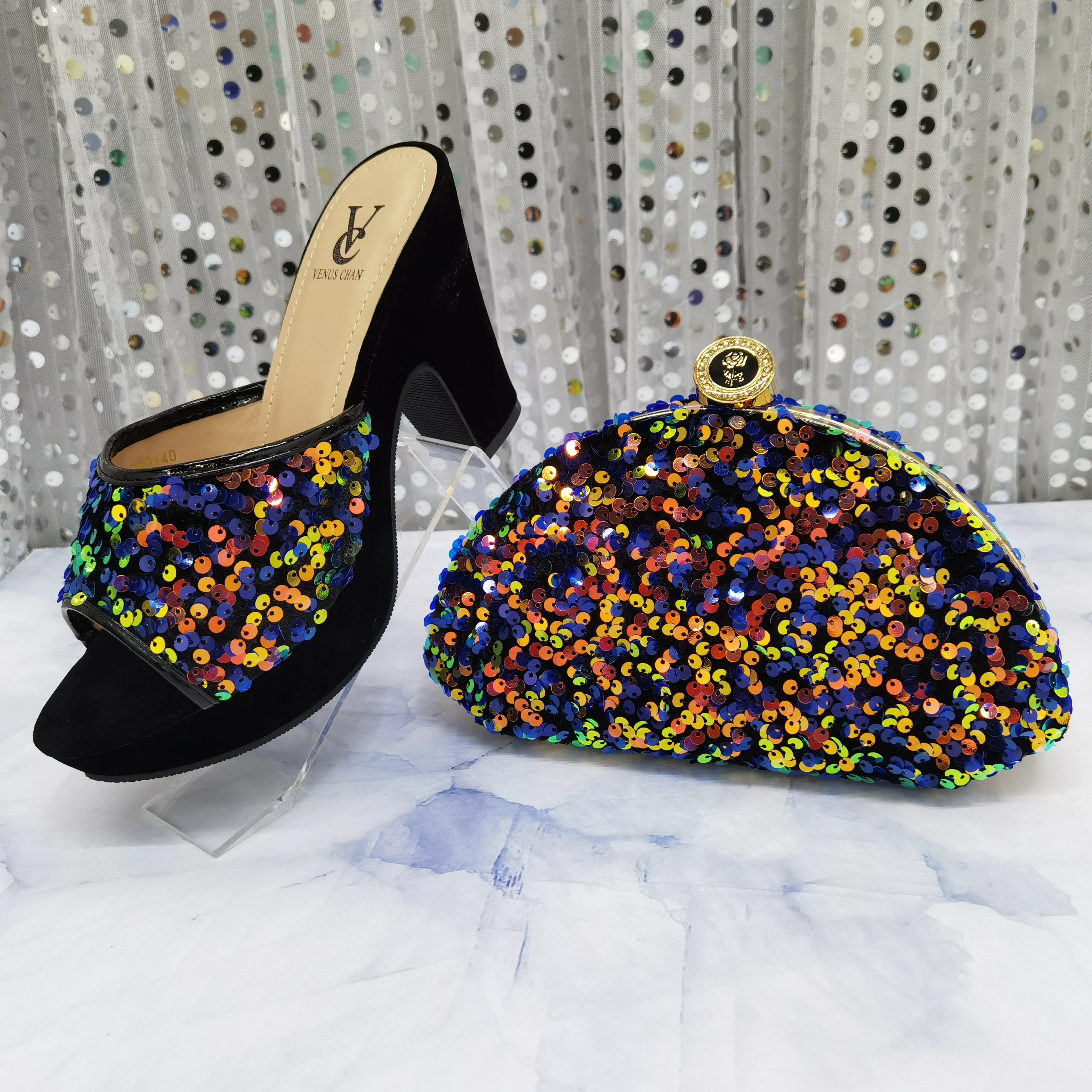 

New Women Italian Shoes with Matching Bag Set 2021 for Party Wedding Shoes and Bag Set In Heels Shoes and Bag Sets 38-42