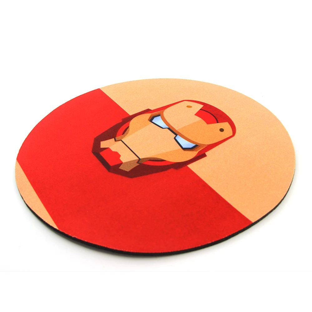 Round Shaped Gaming Mouse Pad Mat For Office Iron Man Captain America Cute Pig Cat Rabbit Penguin Flamingo Smiley Face Mouse Pad