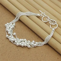 new style 925 sterling silver bracelet frosted beads multi line bracelet for woman charm jewelry gift