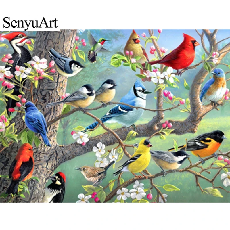 

Diamond Painting Cross Stitch Bird Home Decoration Full Drill Square Embroidery Animal Tree Mosaic 5D DIY Set Gift Diamond Art