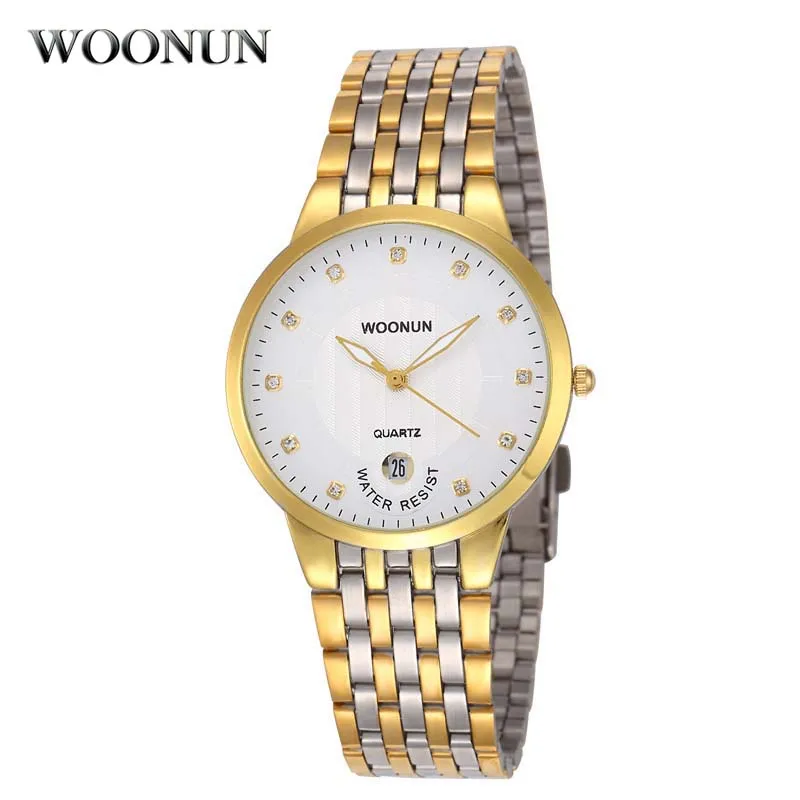 

WOONUN Top Brand Luxury Gold Watch Men Watches Thin Mens Watches Fashion Diamond Quartz Wrist Watches For Men relogio masculino