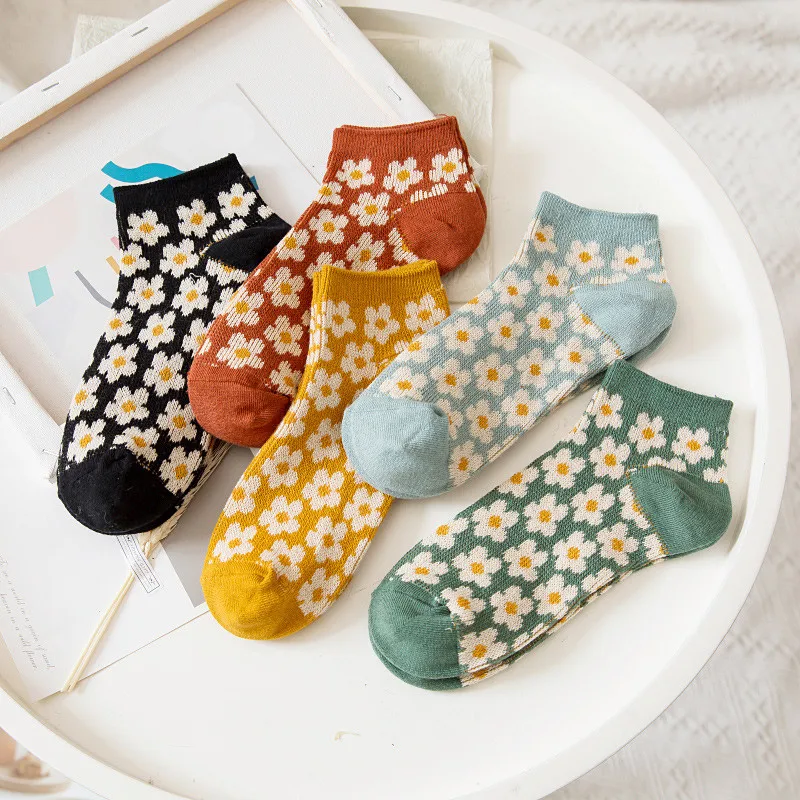 

Dreamlikelin Spring Summer Female Cotton Socks Japanese Style Small Flower Cute Women's Ankle Socks