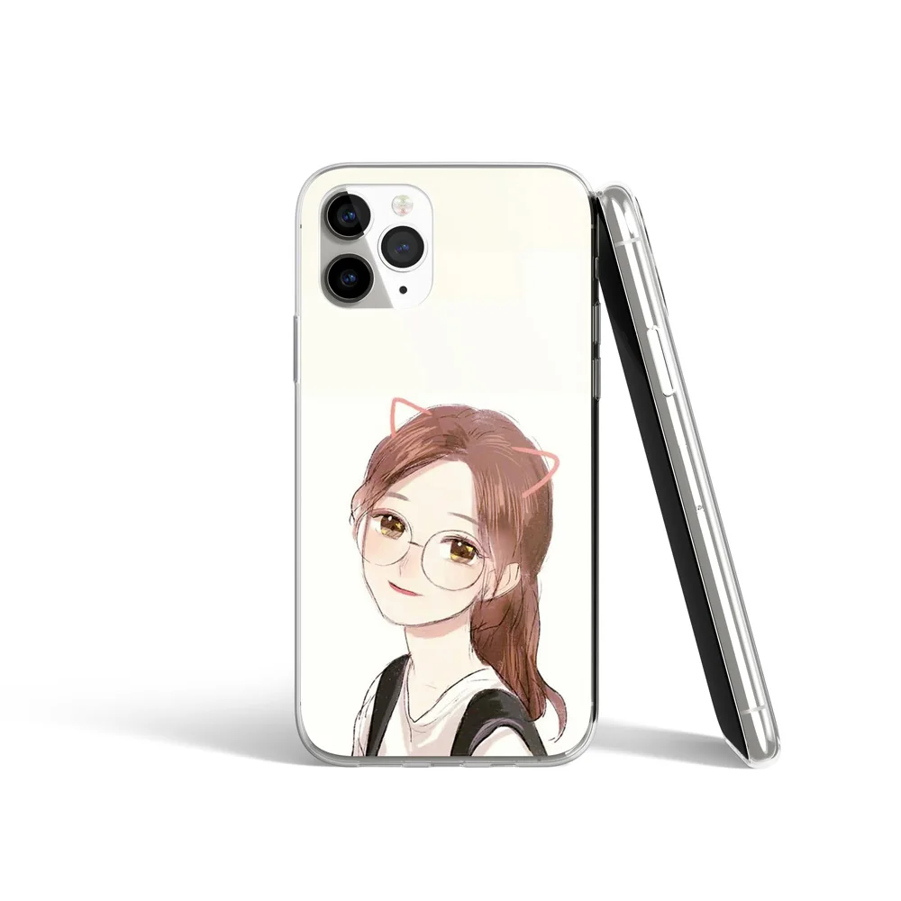 Cute Cartoon Sweet Girl Pattern Phone Case For iPhone 8 7 Plus X XR 11 Pro XS MAX Soft Cover Holder Gift Coque | Мобильные телефоны