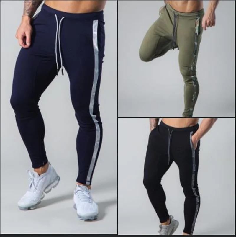 

2021 casual pants men's side camouflage stitching running training pants joggers men