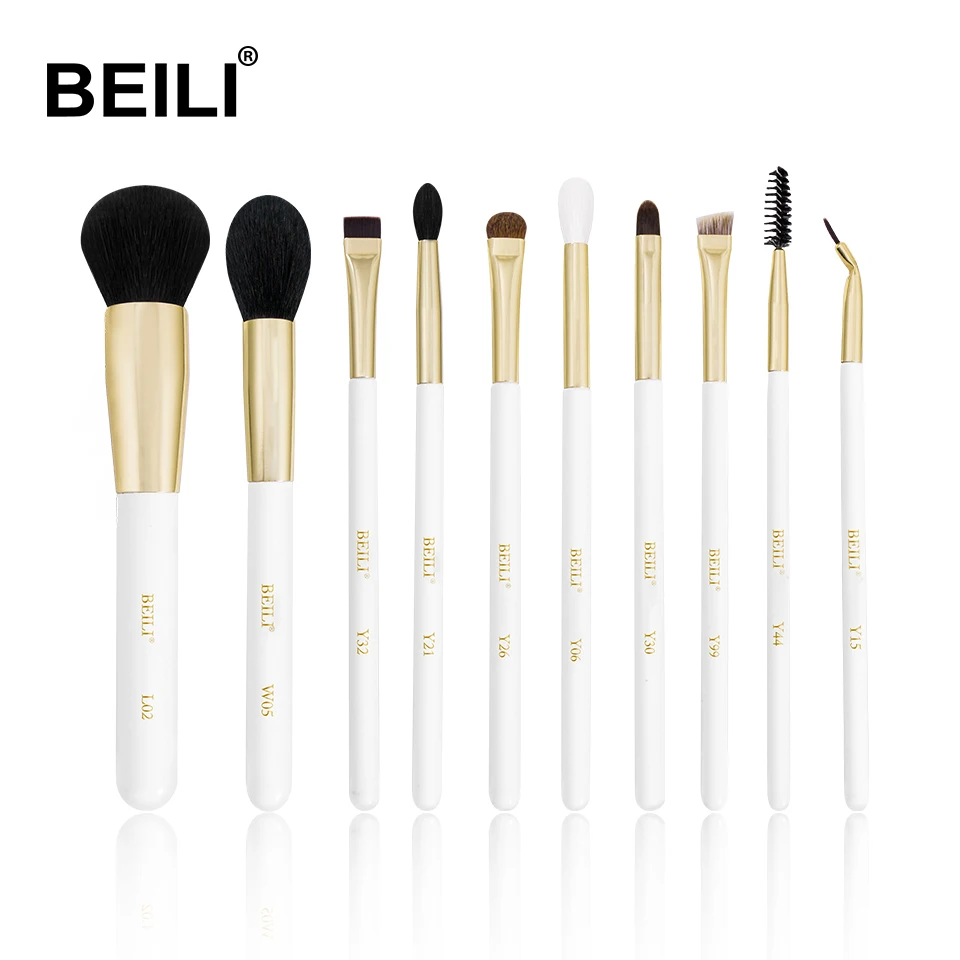 

BEILI luxury pearl white golden makeup brushes blusher blending XGF goat eye brushes new brochas maquillaje cosmetic brush