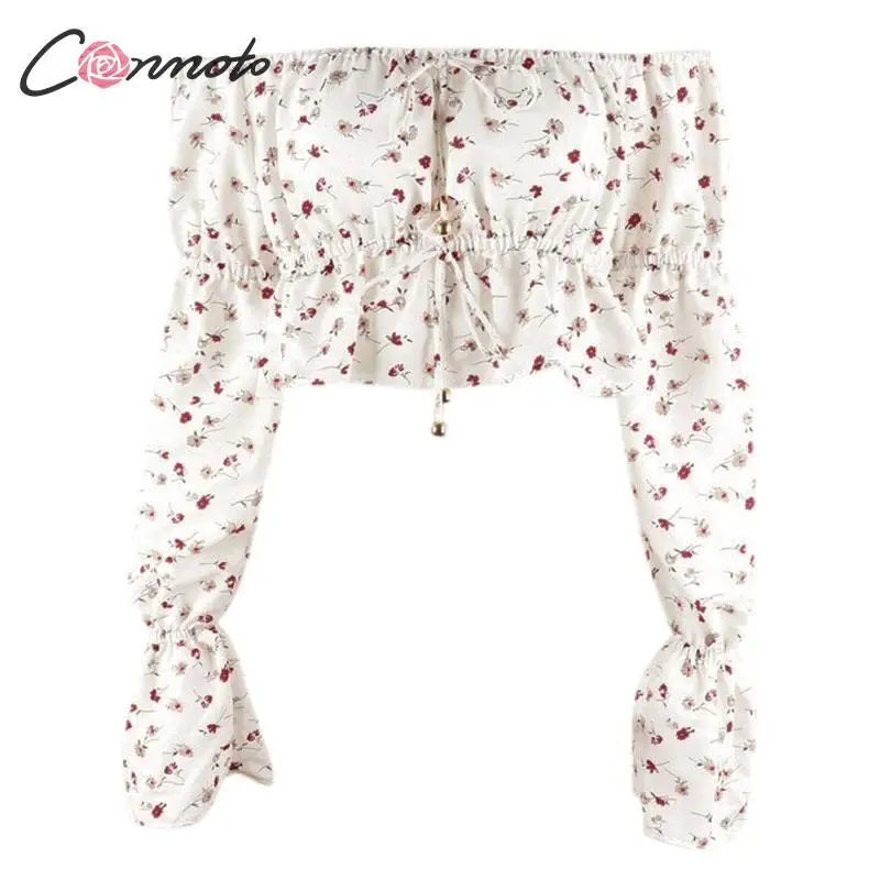 Conmoto Модные женские короткие топы с цветочным принтом и блузка женская