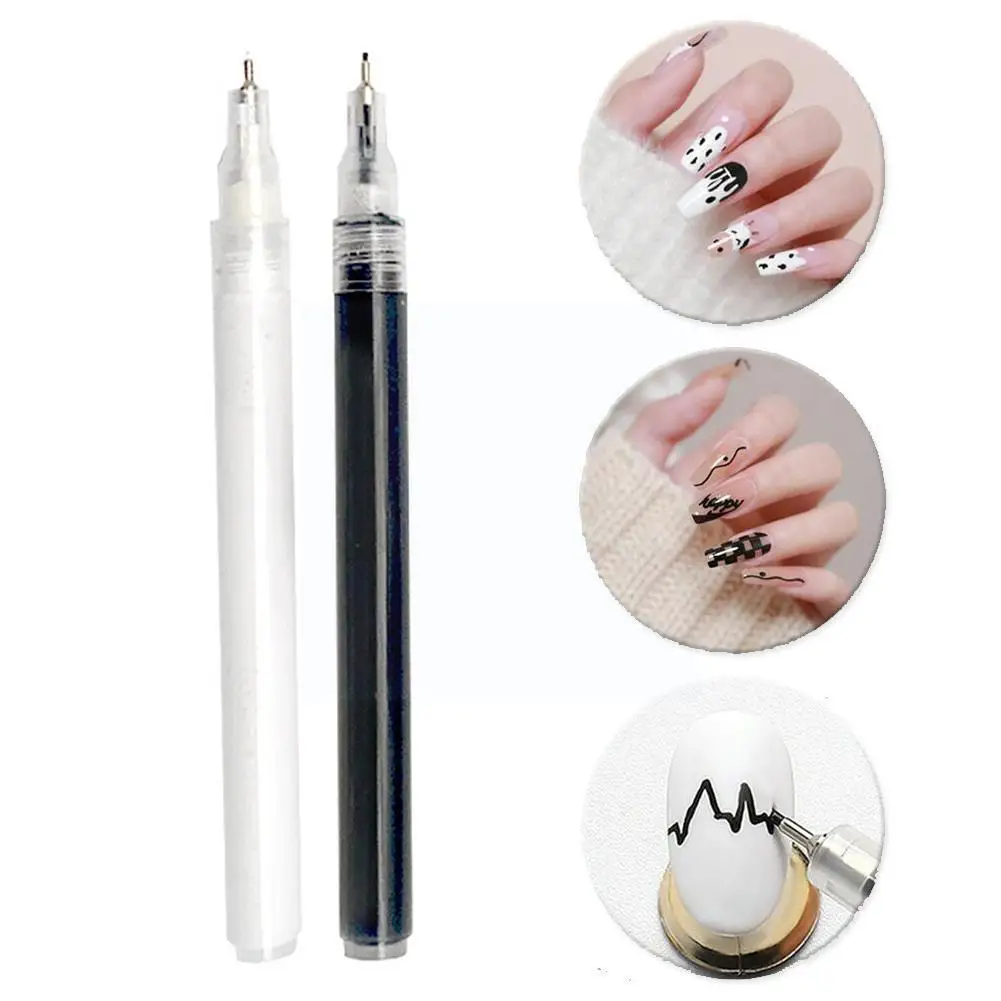 

1pcs Black White Nail Art Pen Brush Painting Tools Gel Accesoires Pen Quick Nail Manicure Line Liner Nail Tool Dry Art Flow R5q2