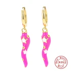 MC 925 пробы серебряные маленькие серьги в виде колец, 2021 забавные Чили серебряные серьги в виде колец, ретро капель масла звезда пирсинг серьги